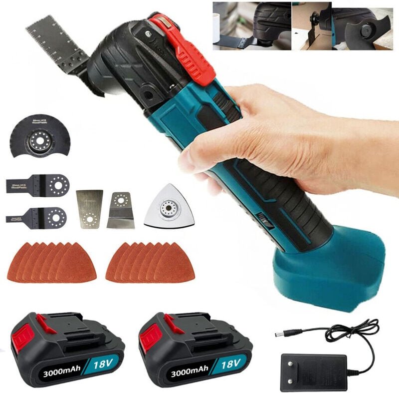 Multifunktionswerkzeuge,Kabelloses, bürstenloses, oszillierendes Multitool, Schleifer, Cutter, Schleifer, Säge, 6-Gang-K...