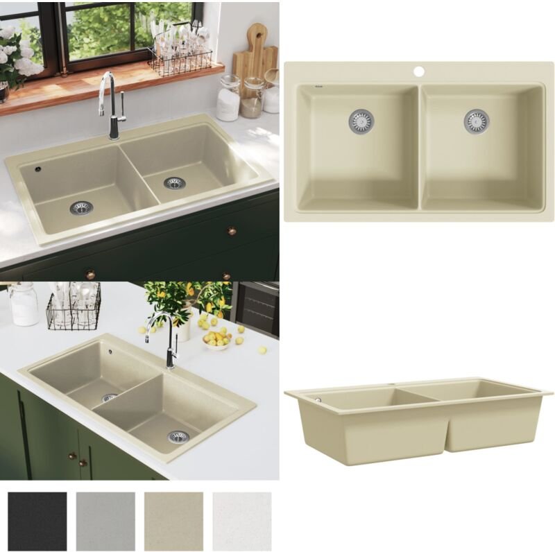 Granitspüle Doppelbecken Beige - Küchenspüle - Küchenspülen - Home & Living - Beige