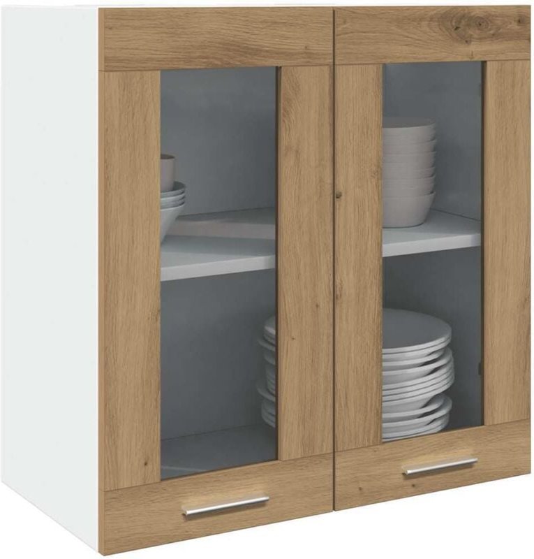 Küchen-Wandschrank Lyon mit Glastüren Artisan-Eiche 60x31x60 cm Vidaxl