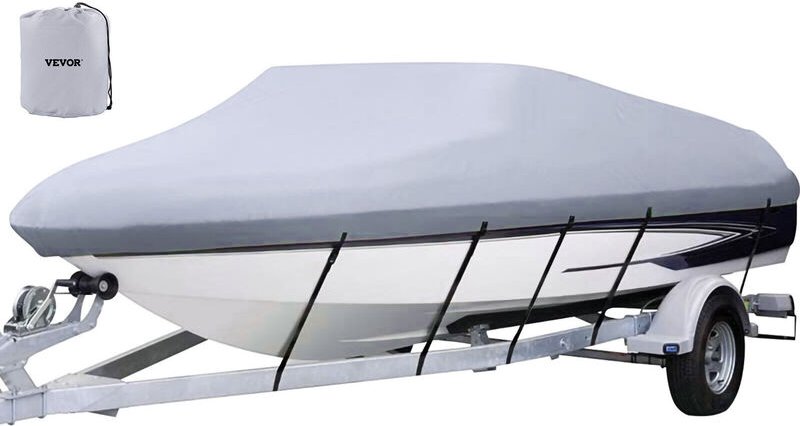 VEVOR Bootspersenning 210D Oxford Gewebe Anti-UV Länge 609-670 cm wasserdichte Bootsplane mit Seil und Aufbewahrungstasc...