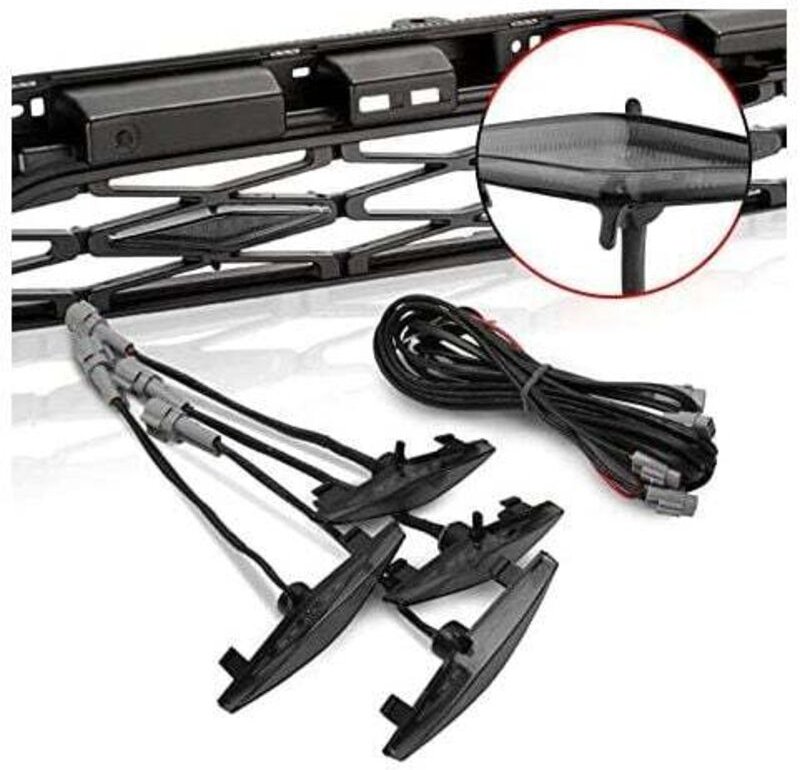 4er-Pack bernsteinfarbene LED-Kühlergrillleuchten (schwarz) mit Sicherung und Anleitung für 2014–2022 Toyota 4Runner trd...