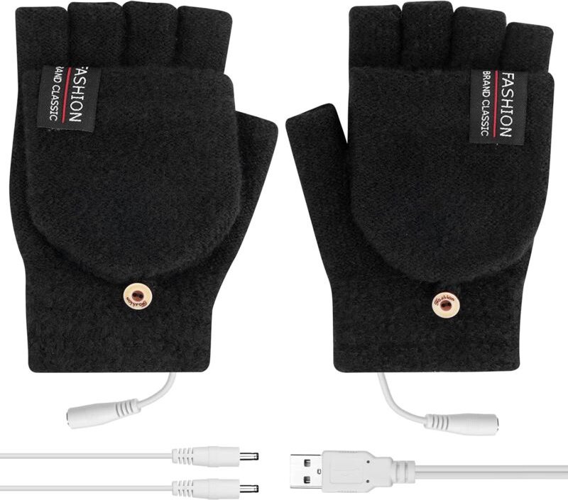 USB Beheizte Handschuhe, Waschbares Heizung Stricken Handschuhe, Winter-Heiz-Handschuhe, Volle und Halbe Hände, Warme La...