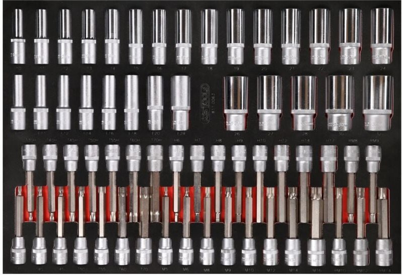 Ks Tools 1/2 Steckschlüssel- / und Bit-Stecknuss-Satz in Schaumstoffeinlage, 63-tlg.