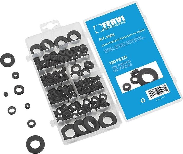 Sortiment mit 180 Gummi-Kabelverschraubungen Fervi 0465