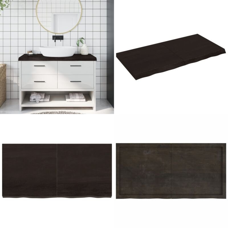 Waschtischplatte Dunkelbraun 120x60x(2-6)cm Massivholz - Eichenholz Platte - Holz Waschttischplatte - Waschtischplatte M...