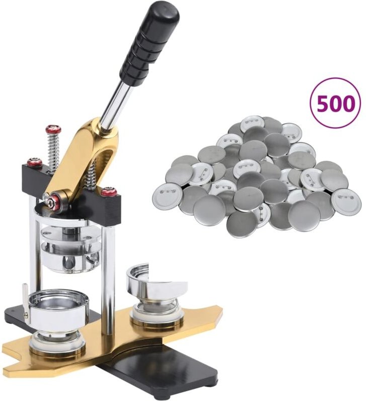 Buttonmaschine mit 500 Button-Teilen 58 mm Drehstanze - Vidaxl