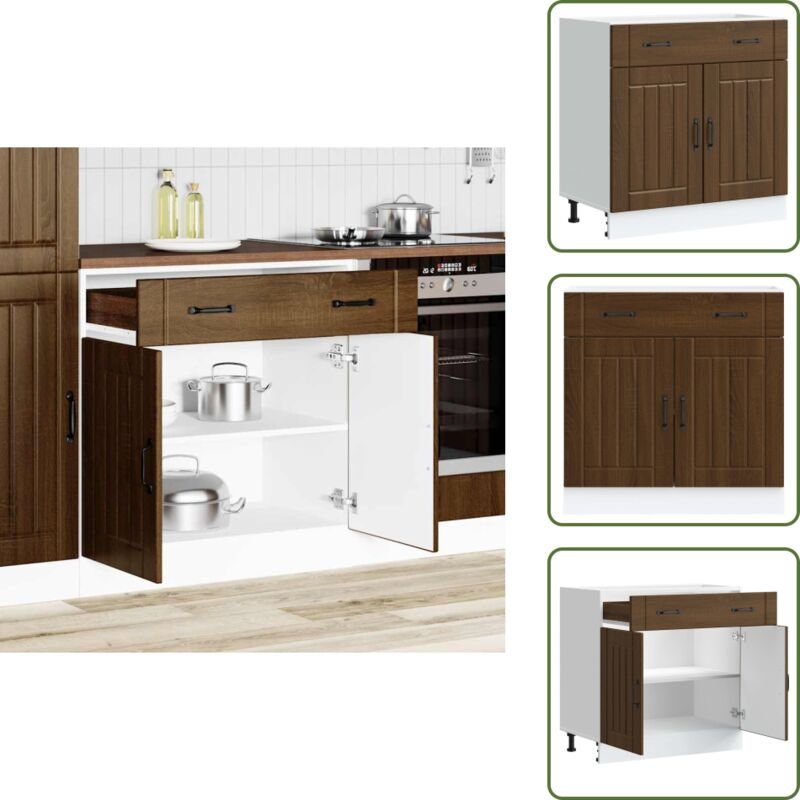 The Living Store - vidaXL Küchen-Unterschrank Lucca Braun Eichen-Optik Holzwerkstoff