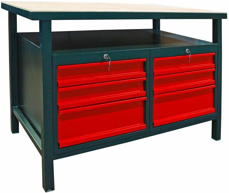 Dema - Profi Werkbank Werktisch Arbeitstisch mit 6 Schubladen anthrazit