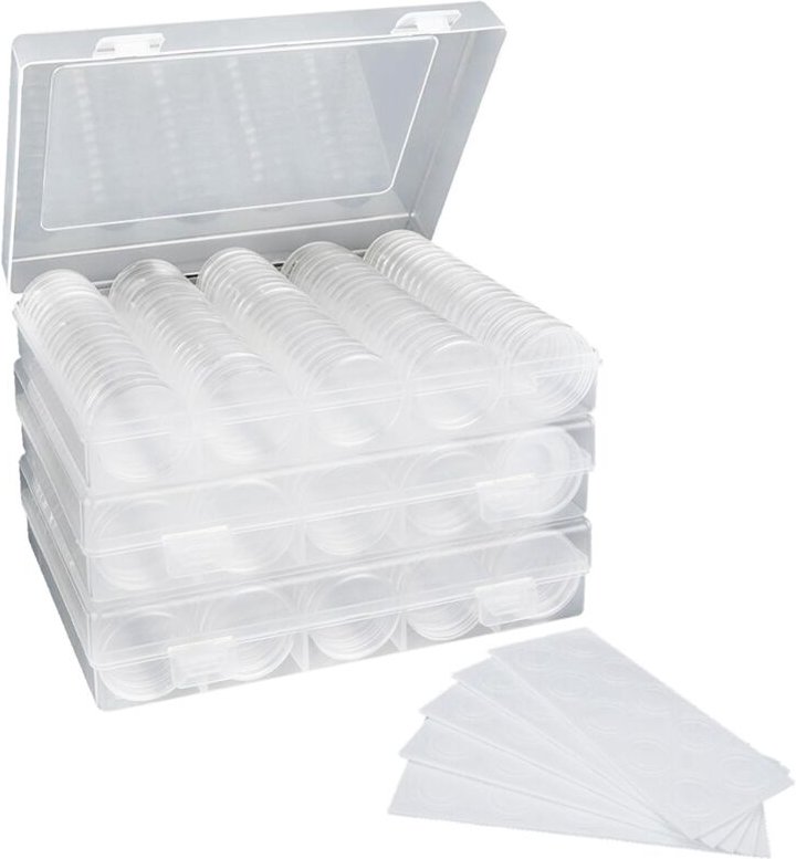 Münzkapseln, 30 mm, Kunststoffhalter, mit Schaumstoffdichtung, 3er-Pack
