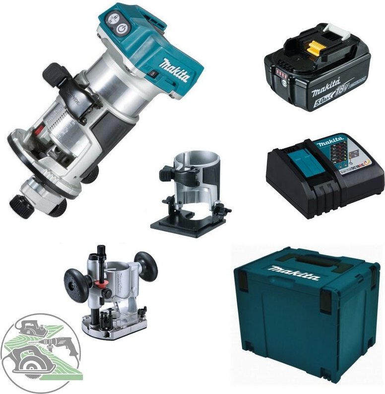 Akku-Multifunktionsfräse DRT50ZJX2 18V + DC18RC + Akku 5,0 Ah bl 1850B - Makita