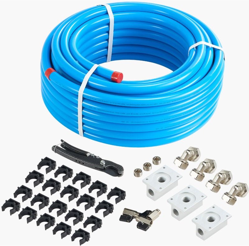 VEVOR Luftkompressor-Leitungssatz, 30,48 m x 19,05 mm Druckluftschlauch, HDPE-Aluminium-Druckluftrohrsystem, auslaufsich...