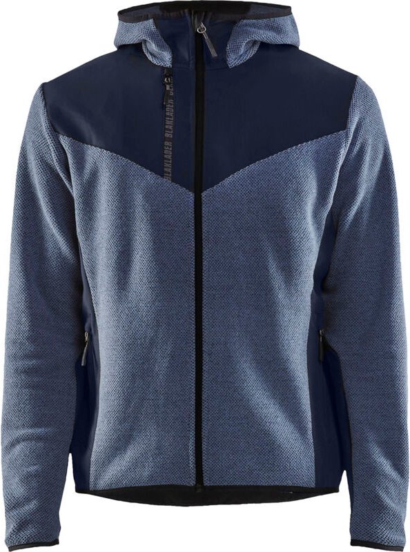 Arbeitsjacke aus Strick mit Softshell 5940 – Bleu Guède/Dunkelblau L