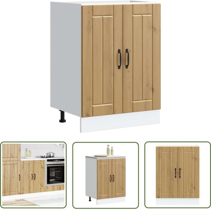 The Living Store - vidaXL Spülenunterschrank Lucca Artisan-Eiche Holzwerkstoff