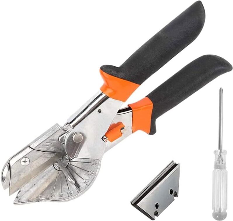 12-teilige Winkel-Gehrungsschere, 45°-135°-Gehrungsschere mit mehreren Winkeln, mit 10 Ersatzklingen und 1 Schraubendreh...