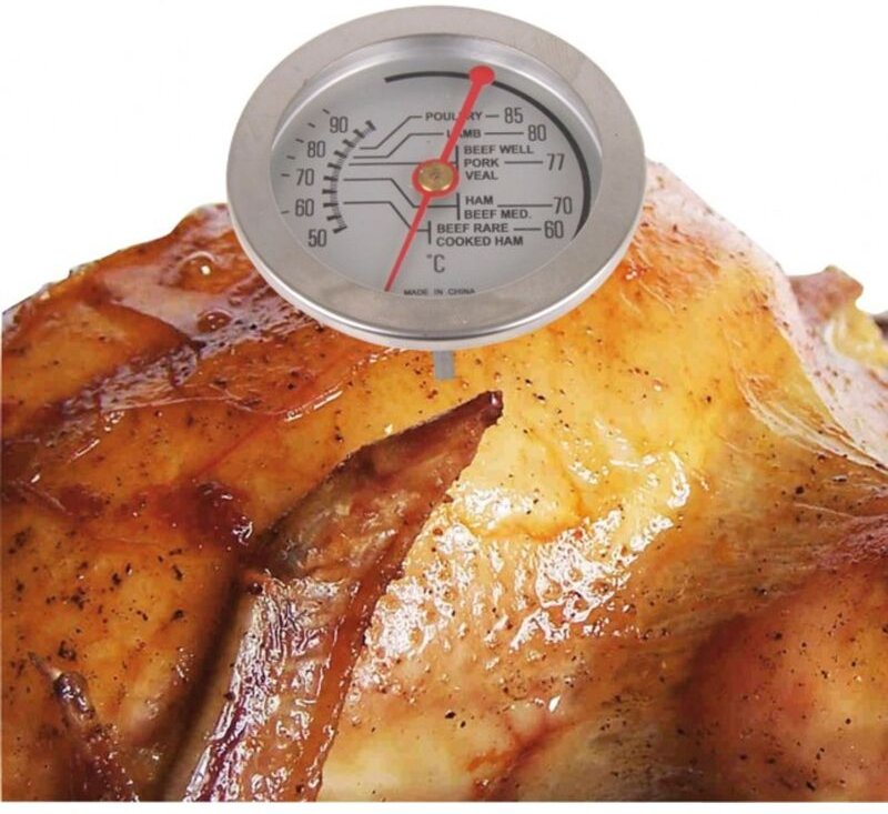 Buri - Edelstahl Küchen-Thermometer analog Bratenthermometer Fleisch Grillen Backofen