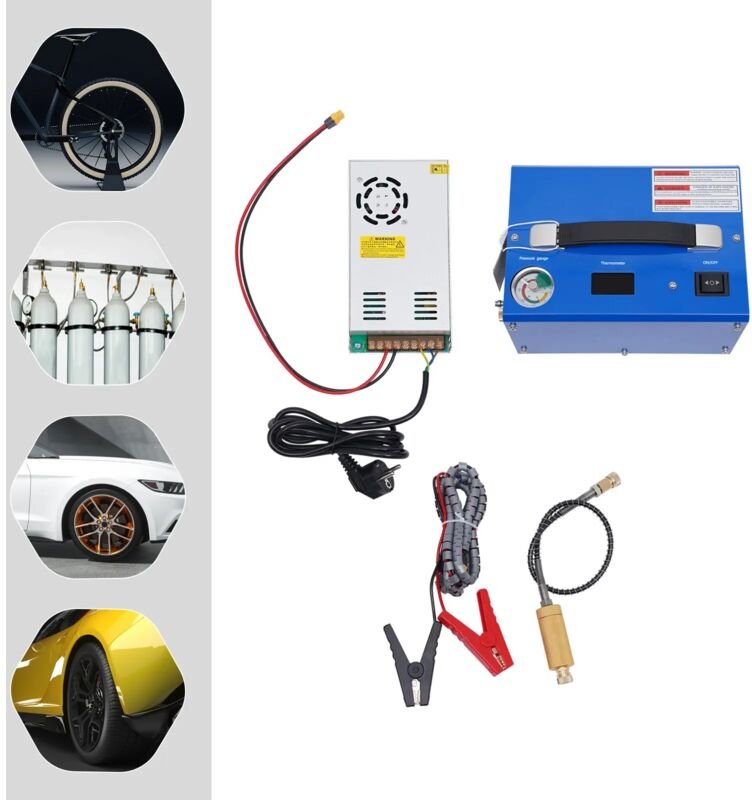 PCP Kompressor 4500psi Automatisch Luftkompressor-Pumpe 300bar Hochdruckluftpumpe 250W Auto-Stop Kompressor mit Transfor...