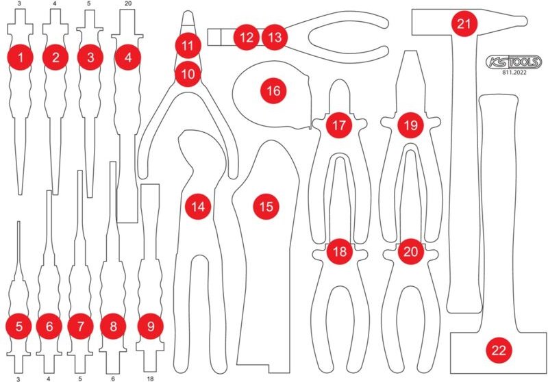Ks Tools Leere Schaumstoffeinlage zu 811.2022