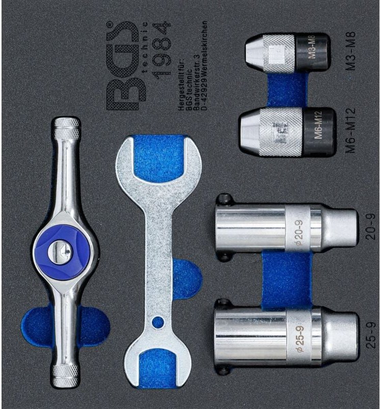Bgs Technic - Werkstattwageneinlage 1/6: Spannwerkzeug-Satz für Gewindeschneider 6-tlg.