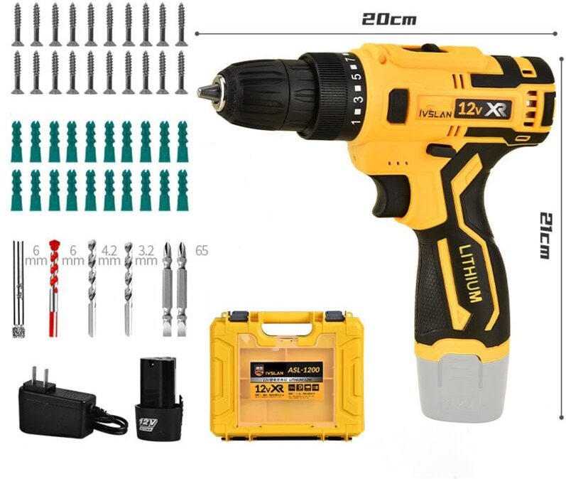 12 V Akku-Bohrmaschine, leistungsstarker, leichter Schlagschrauber mit Akku-Ladegerät, ideal für Renovierungsarbeiten