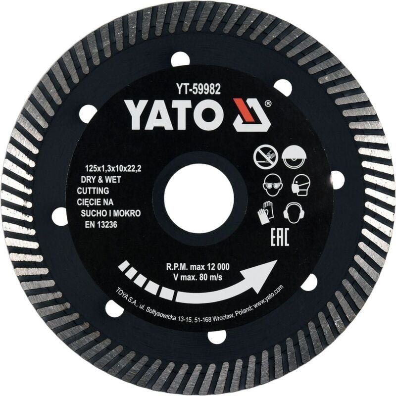 Yato - Diamanttrennscheibe Turbo Power ø 115 125 230 mm Beton Granit Stein +ø 125 mm (YT-59982)