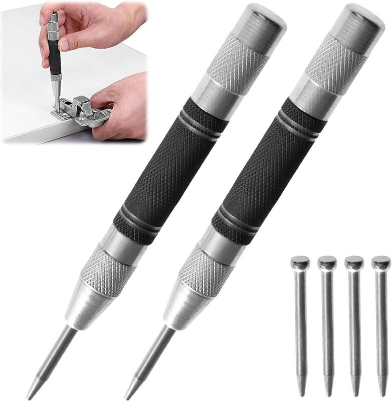 Automatischer Körner, Automatischer Körner 2er Set, Körner, Anreißwerkzeug für Metall, Glas, Holz, Ideal für Heimwerker ...