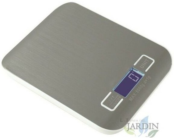 Suinga - LED-Küchenwaage 5 Kg grau, Teilung 1 gr. 14 x 18 cm