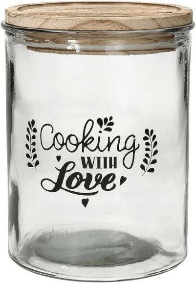 Tognana - Mittleres Glas mit Deckel 1380 cc Cooking With Love aus transparentem Glas