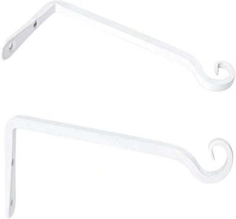 2er-Set Haken – weiße Wanddekoration aus Schmiedeeisen für den Garten mit Schrauben für Pflanzen, Vogelhäuschen, Laterne...