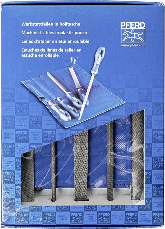 11801520 Werkstattfeilen-Set verschiedene Hiebe in PVC-Rolltasche inkl. Umkarton Länge 200 mm - Pferd