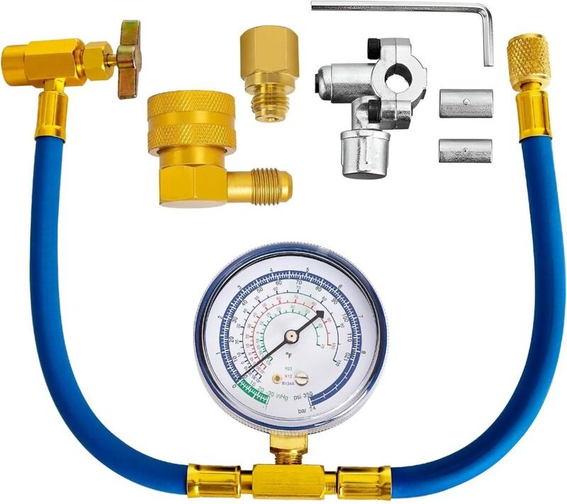 R134a-Kältemittel-Füllschlauch mit BPV31-Durchstechventil für Kühlschränke – Wasserhahn-Durchstechventil-Kits mit Manome...