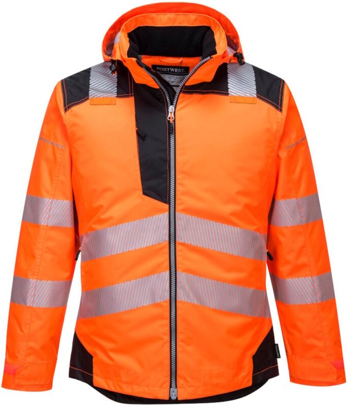 Portwest Warnschutz-Regenjacke mit Kapuze orange XXL