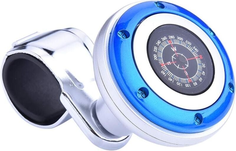 Csparkv - Blau) Auto-Lenkrad-Drehknopf, Auto-Lenkrad-Booster-Griffball mit Kompass, Lenkrad-Booster Universal-Auto-Lenkr...