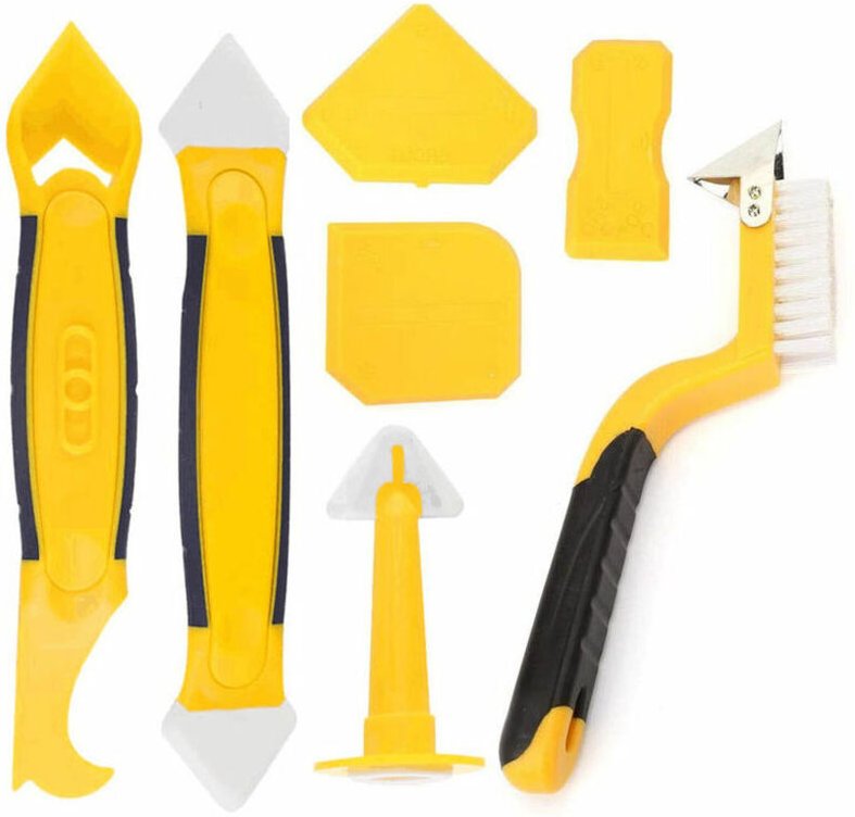 Set mit 7 Silikon-Dichtungswerkzeugen, Werkzeug zum Entfernen von Dichtungen mit Schaber, Werkzeug zum Entfernen von Sil...