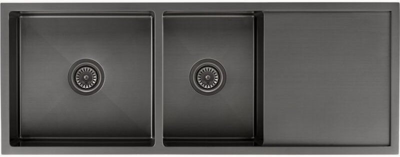Doppelte Küchenspüle 1180 mm - gun gebürstetem Metall - Filao