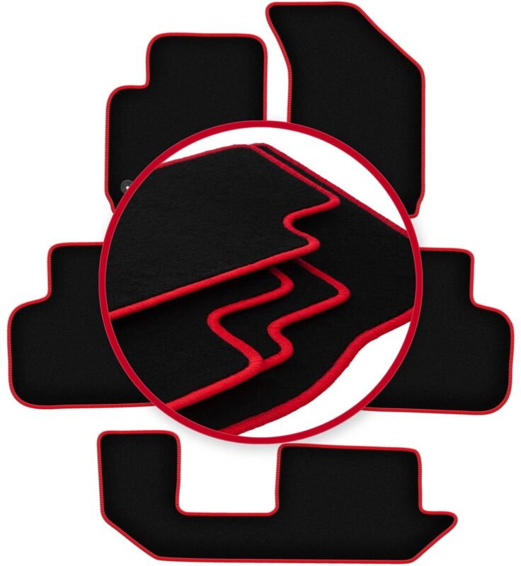 CARLUX-RED Auto-Fußmatten für: Dodge Journey JC49 7-Sitzer (2007-2016)