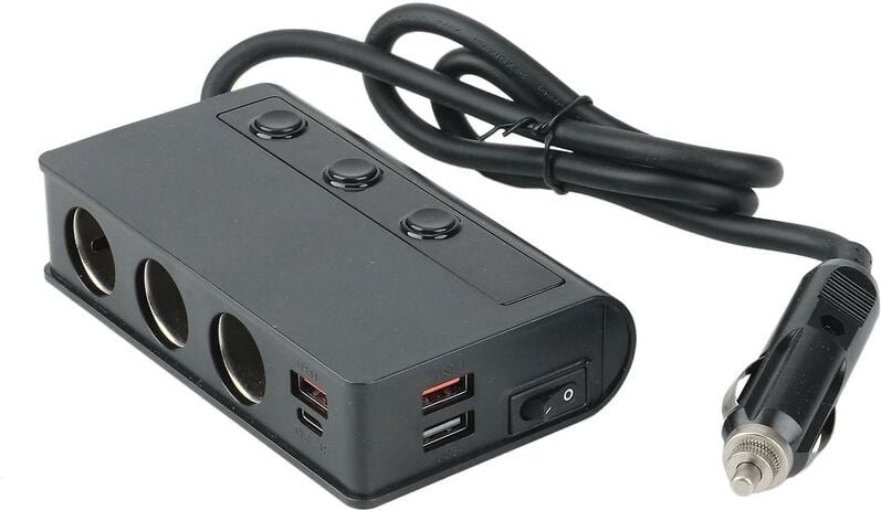 Woosien - 180w Splitter Quick Charge 3.0 Autoladegerät Adapter 12v/24v 3 usb 1 Typ-c Ladebuchse für Telefon