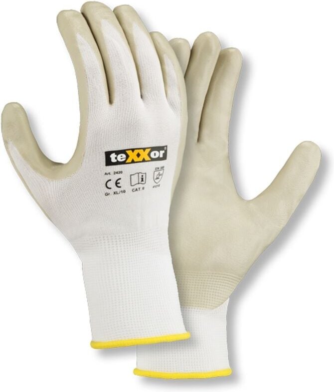 TeXXor Nylon-Strickhandschuhe 24207 Gr.7 Kat.2, Nitril beschichtet