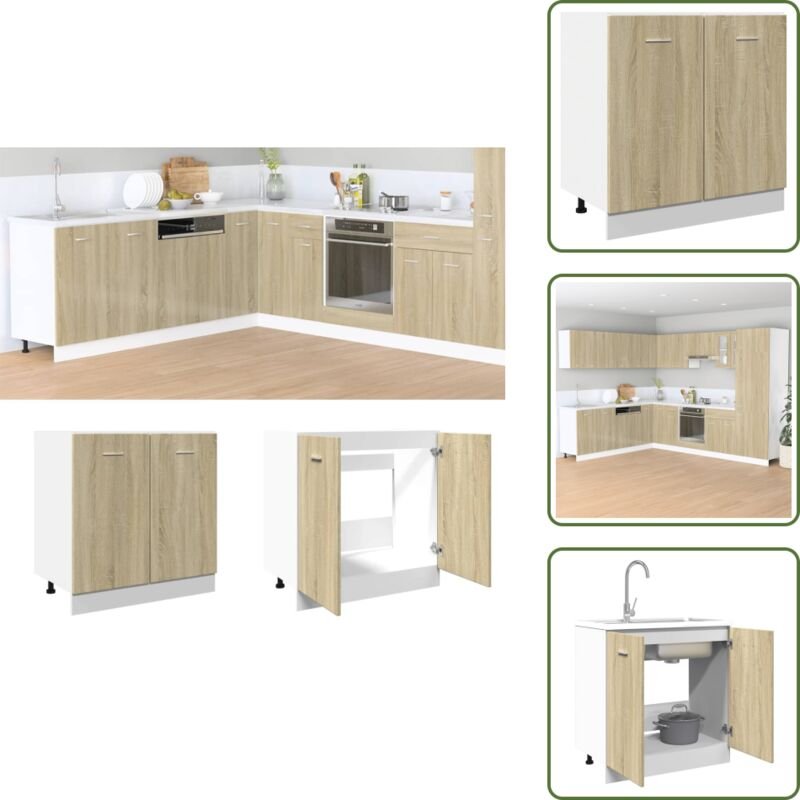 The Living Store - vidaXL Unterschrank Sonoma-Eiche 80x46x81,5 cm Holzwerkstoff