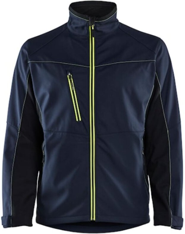 Arbeitssoftshelljacke 4950 - Dunkelblau/Neongelb XXL