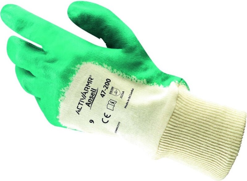 Handschuhe EN388 Kat.II Easy Flex 47-200 Gr. 8 Baumwolle m.3/4 Nitril grün 12 Stk - Ansell