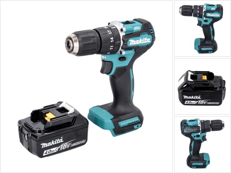 Dhp 487 M1 Akku Schlagbohrschrauber 18 v 40 Nm Brushless + 1x Akku 4,0 Ah - ohne Ladegerät - Makita