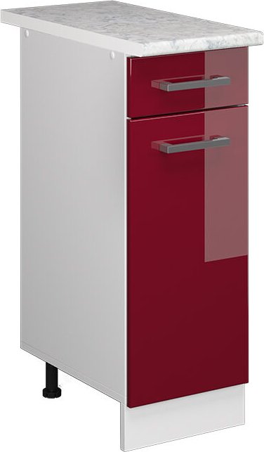Küchenunterschrank R-Line, Bordeaux Hochglanz, 30 cm , ap Marmor Vicco