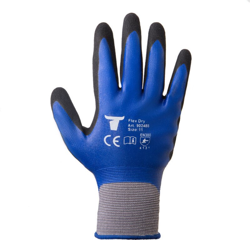Montagehandschuhe, 12 Paar, Flex Dry, Größe 11, Nitrilbeschichtung, angenehmes Tragegefühl, Abrieb-& Weiterreißfest, Far...