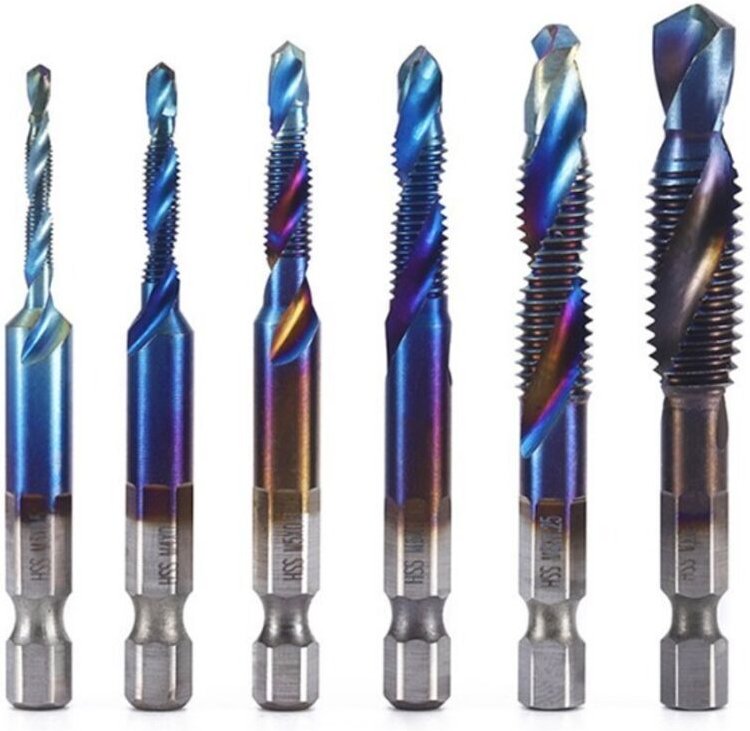 HSS-Gewindebohrer mit Titanbeschichtung und Sechskantschaft, metrische Verbindung M3 M4 M5 M6 M8 M10, Maschinen-Handwerk...