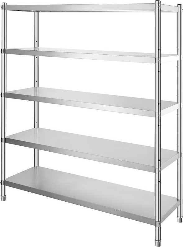 5-stöckiges Lagerregal, robustes Regal aus Edelstahl, 180 x 45 x 180 cm, Garagen-Organizer, 750 kg Tragkraft, höhenverst...
