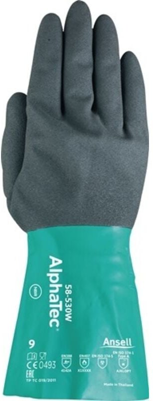 Ansell - Chemiehandschuh Alpha-Tec 58-530W Gr.9 grün/grau en 388,EN 374,EN 1149 Kat.III