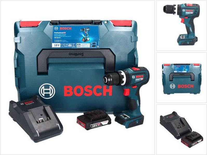 Bosch GSB 18V-90 C Professional Akku Schlagbohrschrauber 18 V 64 Nm Brushless + 1x Akku 2,0 Ah + Ladegerät + L-Boxx