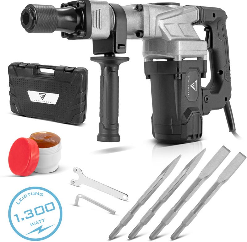 STAHLWERK Abbruchhammer AH-1300 ST Set mit 1.300 W Leistung, 4.000 Schläge pro Min.