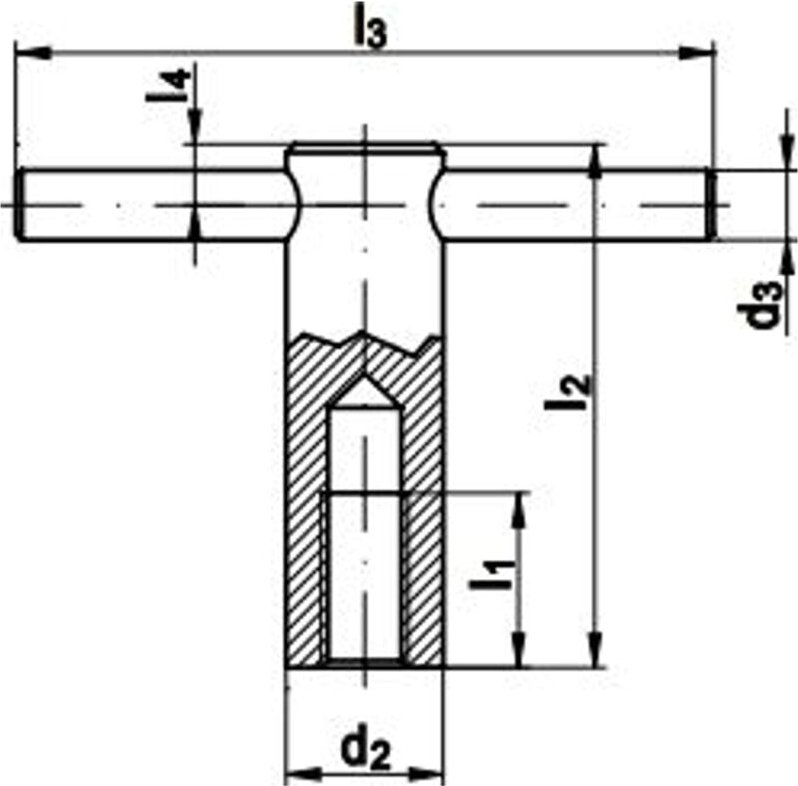 Din 6305 Knebelmutter mit festem Knebel m 16, 5 / 5 Au (Stahl - gedreht) brüniert - Reidl