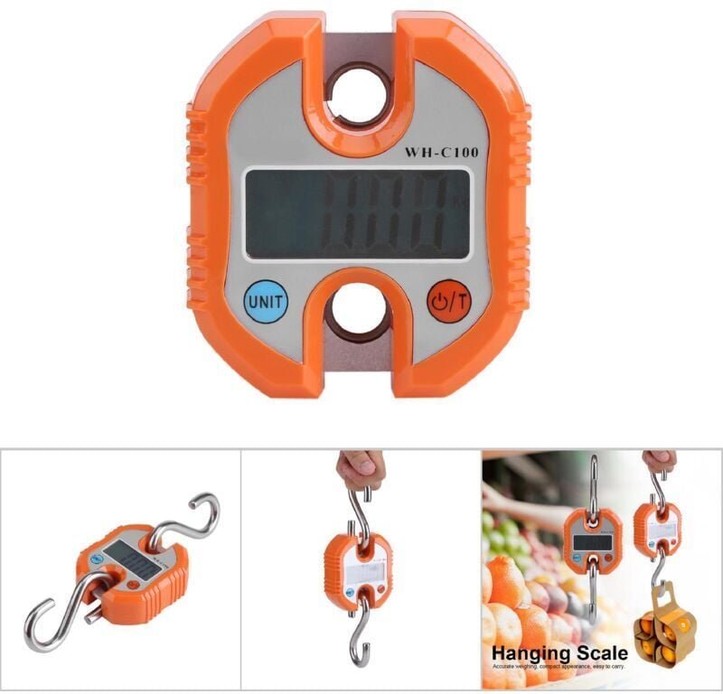 Ymyny - WeiHeng Tragbare digitale elektronische Waage mit LCD-Display und Aufhängehaken, Orange mumu